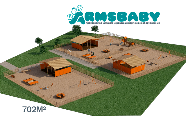 3D проект детской площадки 702м2