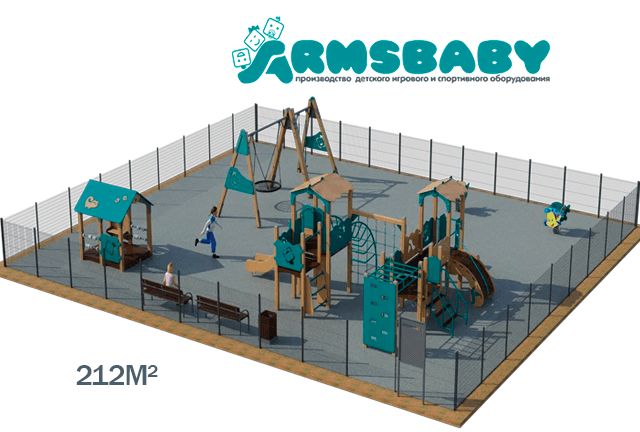 3D проект детской площадки 212м2