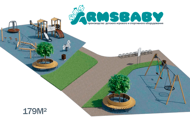 3D проект детской площадки 179м2