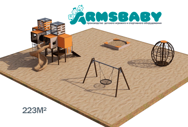 3D проект детской площадки 223м2