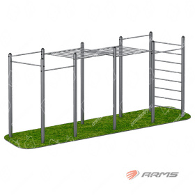 Рукоход двойной двухуровневый, 5 турников и шведская стенка Рукоход двойной двухуровневый, 5 турников и шведская стенка